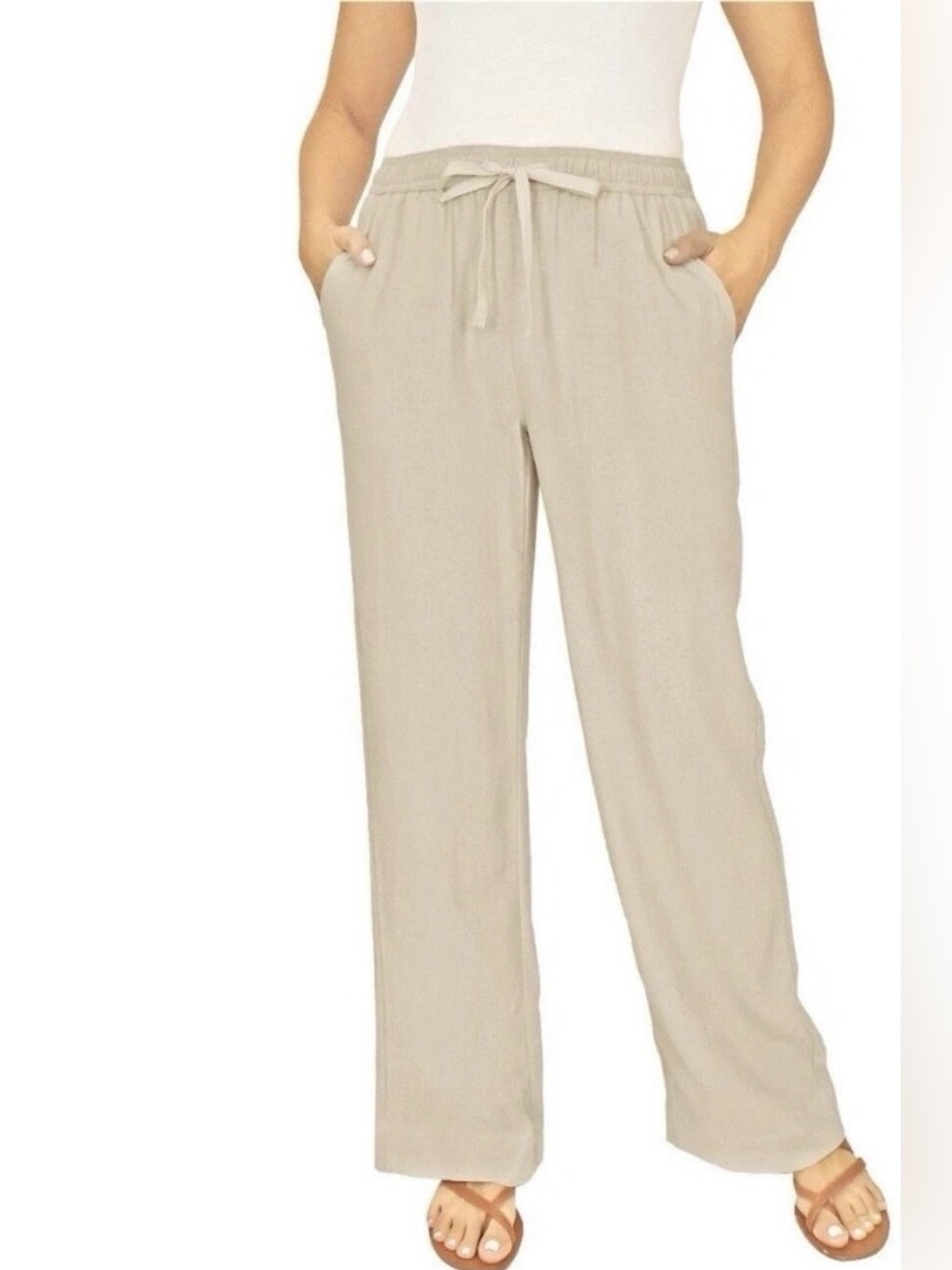 Brigg’s Relaxed Drawstring Pants in Beige